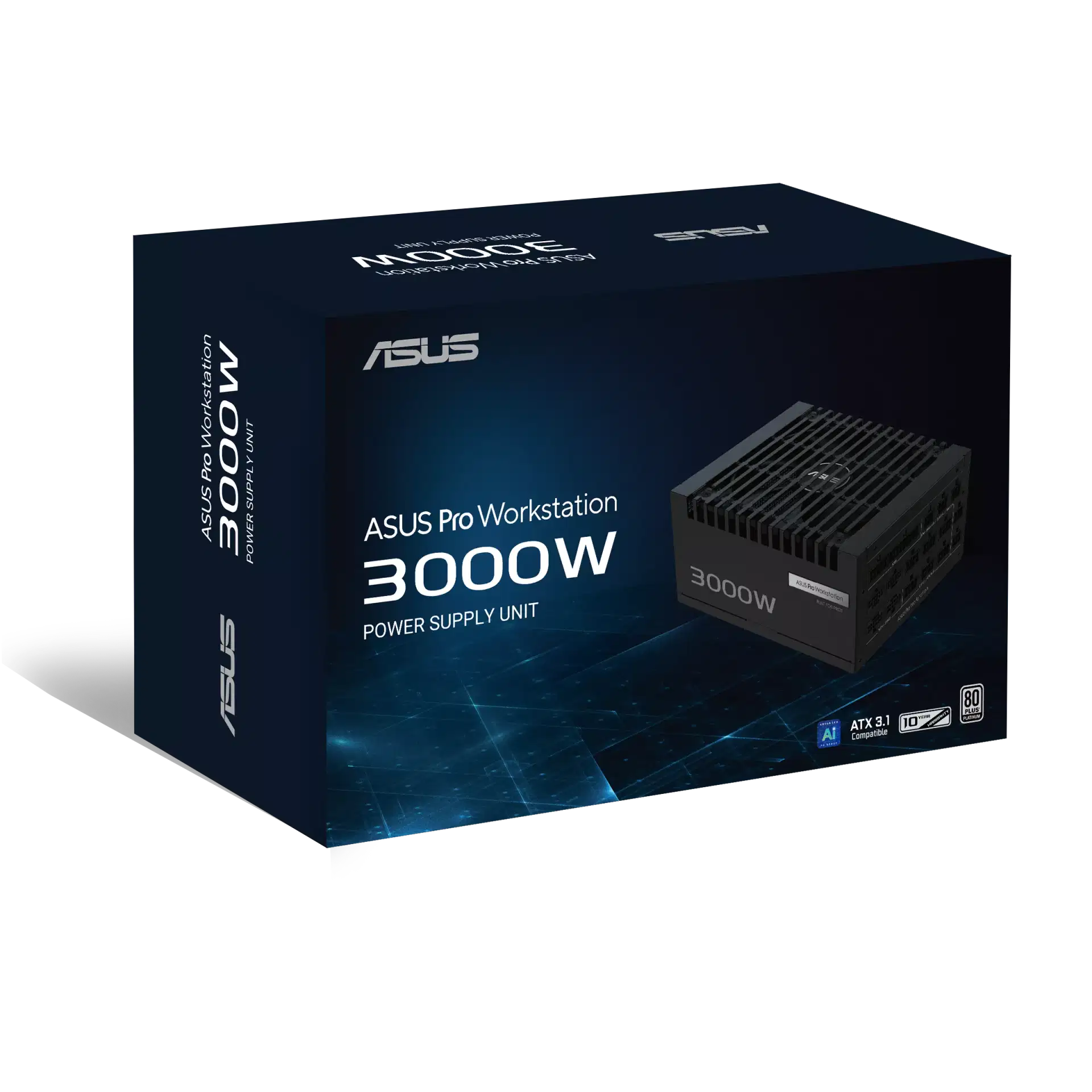 Asus ASUS Pro WS 3000W Platinum Power Supply PSU, Heavy-duty PSU, ATX 3.1 compatible, PCIe 5.1 ready, Dual-ball fan bearings, 80 PLUS Platinum certified, Supports up to 4x GeForce RTX 5090 Graphics Cards |  90YE00Z0-B0EA00 - thumbnail 2
