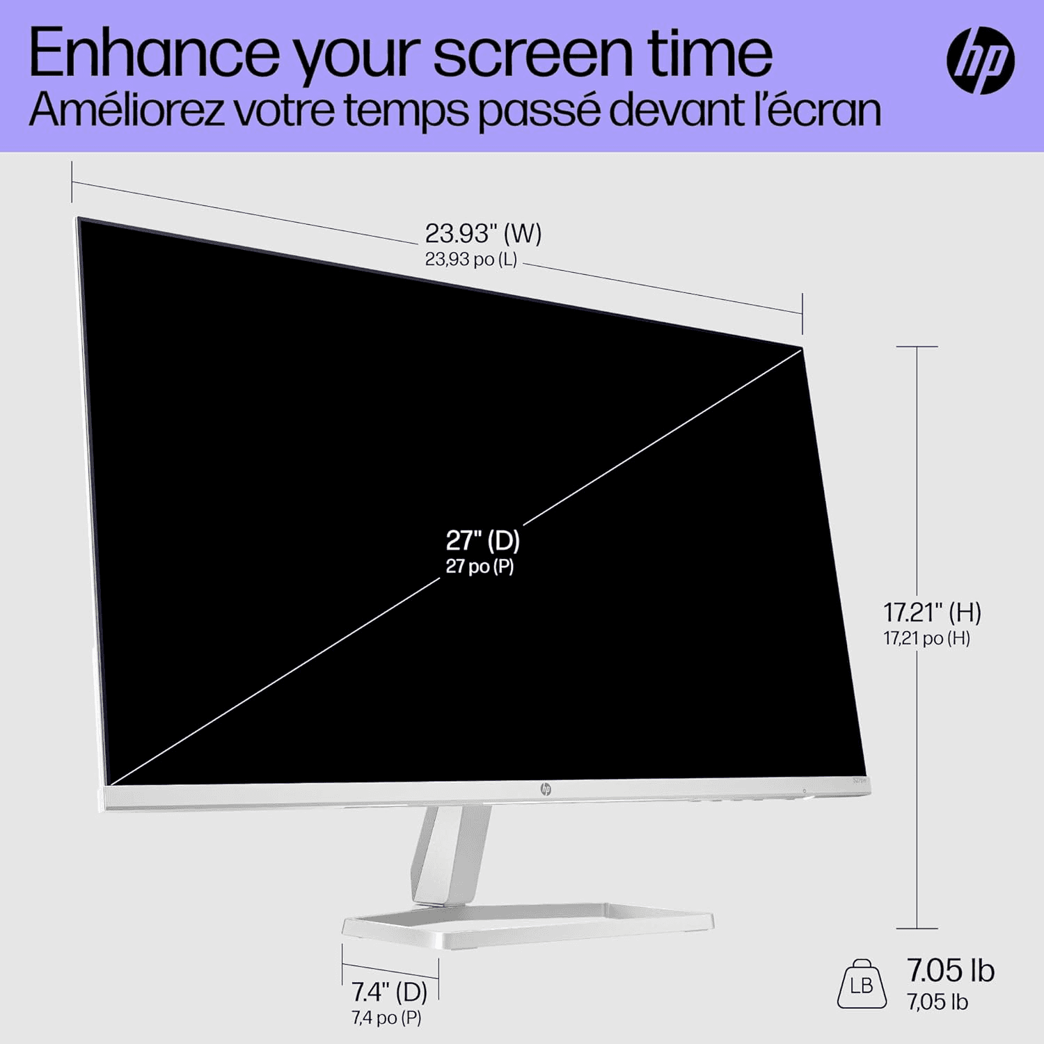Hp HP 527sw Series 5 Display 27 Inch Monitor, FHD (1920 x 1080), IPS Panel, 99% sRGB, 1500:1 Contrast Ratio, 300 nits, 100 Hz, HP Eye Ease with Eyesafe Certification, 99% sRGB Color Gamut |  94F46AS - thumbnail 5