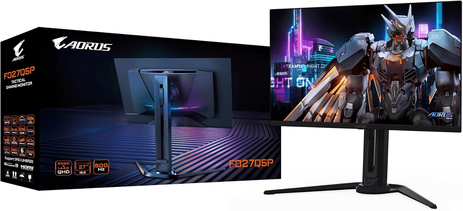 Gigabyte GIGABYTE AORUS FO27Q5P 27 INCH 500Hz QD-OLED Gaming Monitor, 2560 x 1440 (QHD), 0.03ms GTG, DisplayPort 2.1 UHBR20, 99% DCI-P3, VESA DisplayHDR True Black 500, ClearMR 21000 | FO27Q5P - thumbnail 7