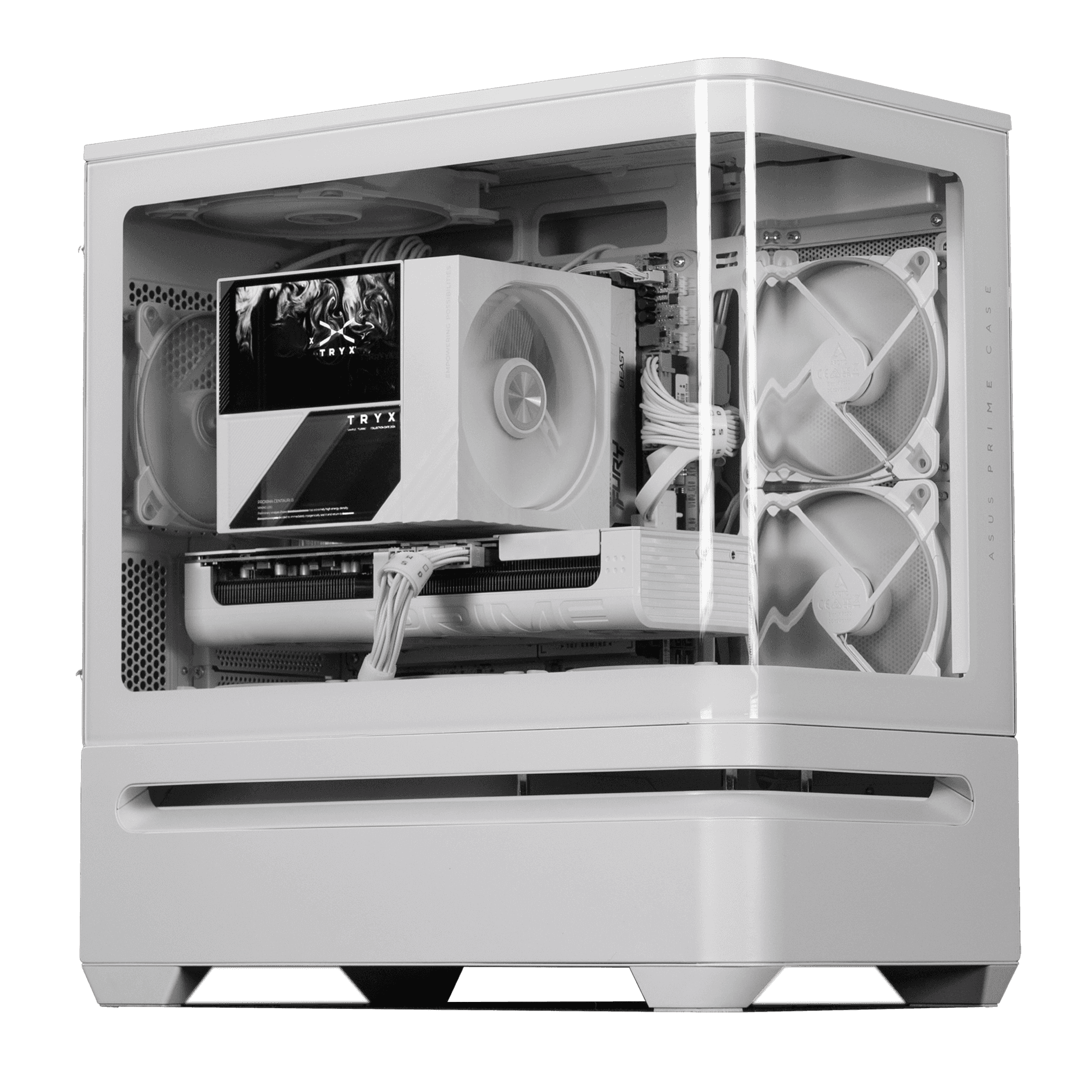 Nanotech White Gaming PC, AMD Ryzen 7 9800X3D, White RTX 5070 Ti 16GB, 32GB DDR5, 2TB Gen5 NVMe, TRYX Turris T620N 5" Display - thumbnail 1