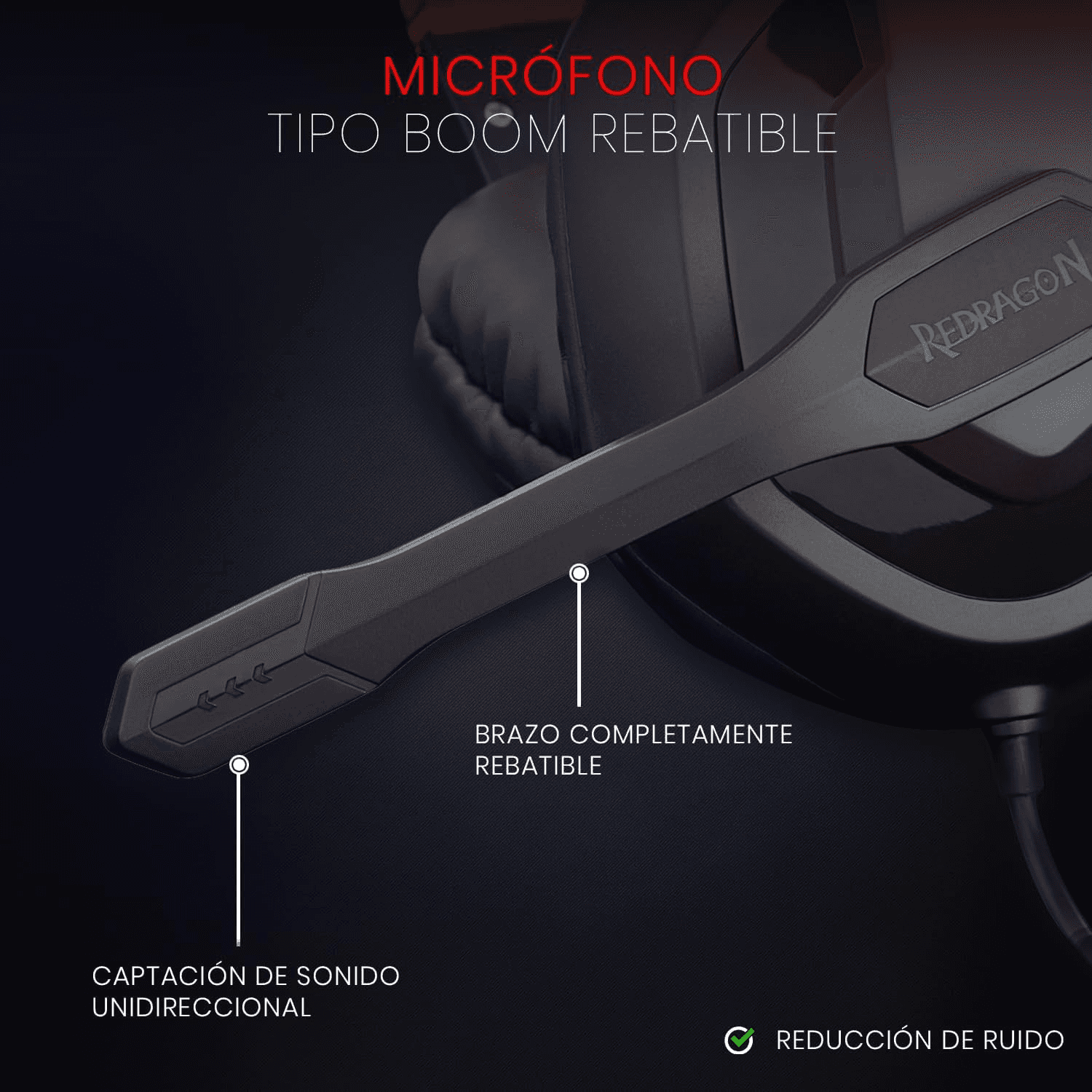 Redragon Redragon ARES H120 Gaming Headset, Stereo 3.5mm Jack, Noise-Reducing Over-Ear Cushions, 40mm Drivers, 2m Cable - thumbnail 2