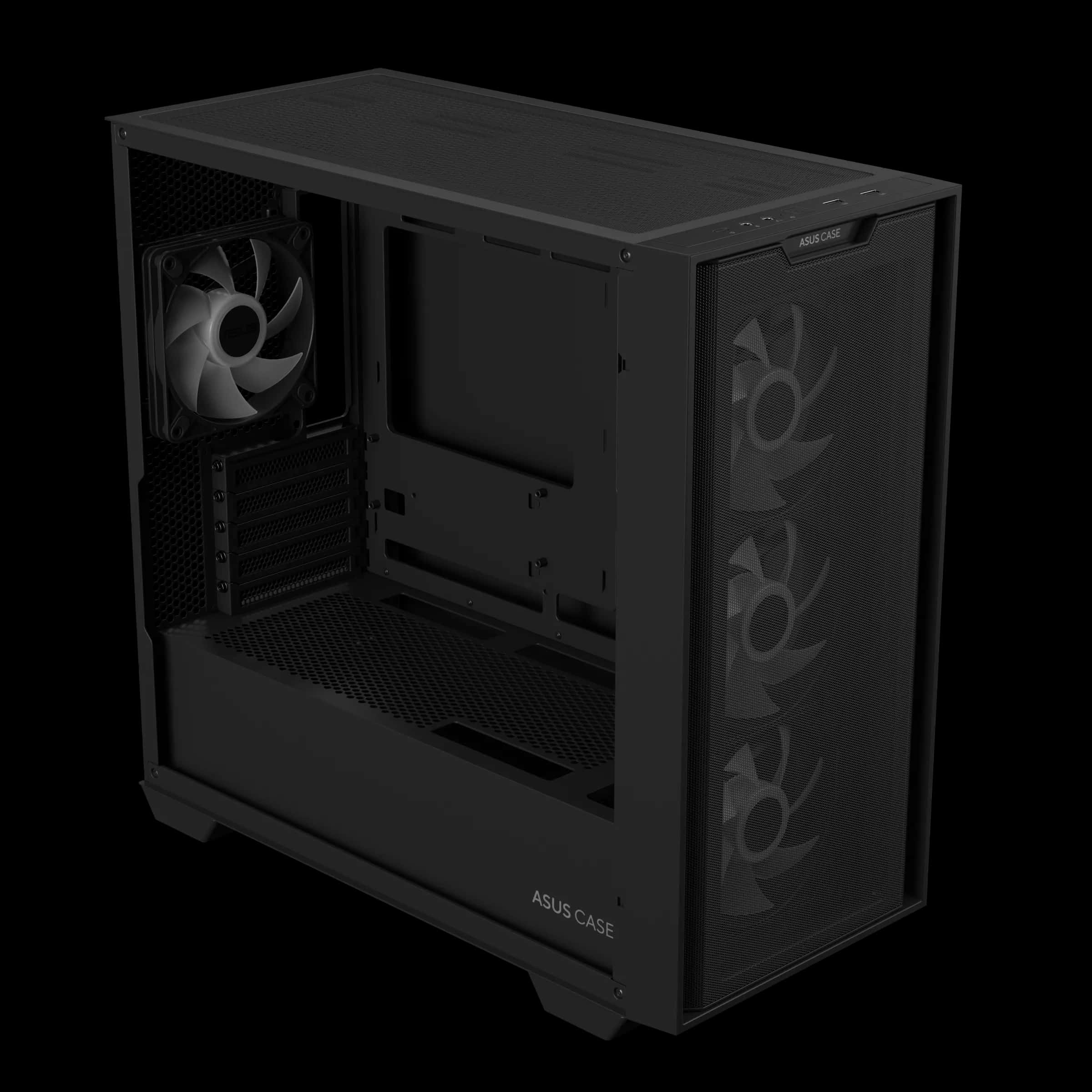 ASUS A21 PLUS microATX Computer Case, 4x pre-installed ARGB fan, Supports Hidden-connector MoBo, 360mm radiators & 380mm Graphics cards | 90DC00H0-B19010 thumbnail 4