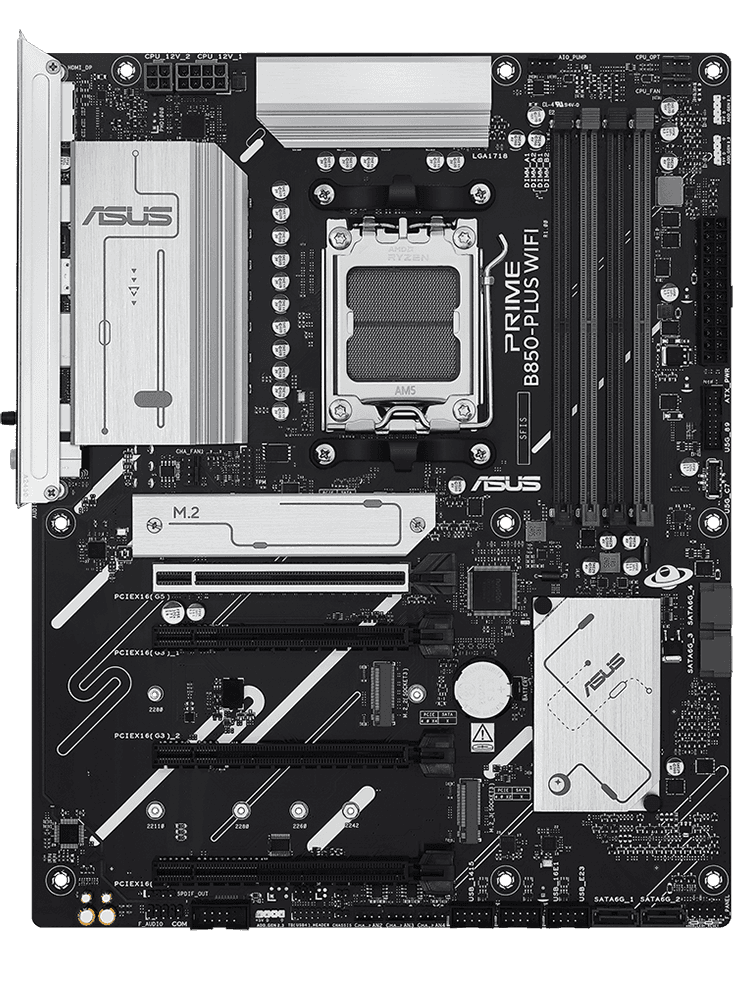 Asus ASUS PRIME B850-PLUS WIFI Motherboard, AMD Socket AM5, Ryzen 9000 Ready, PCIe 5.0, Wi-Fi 6E, 2.5Gb Ethernet, & DDR5 Overclocking (8000+ MT/s) | 90MB1L80-M0EAY0 - thumbnail 3