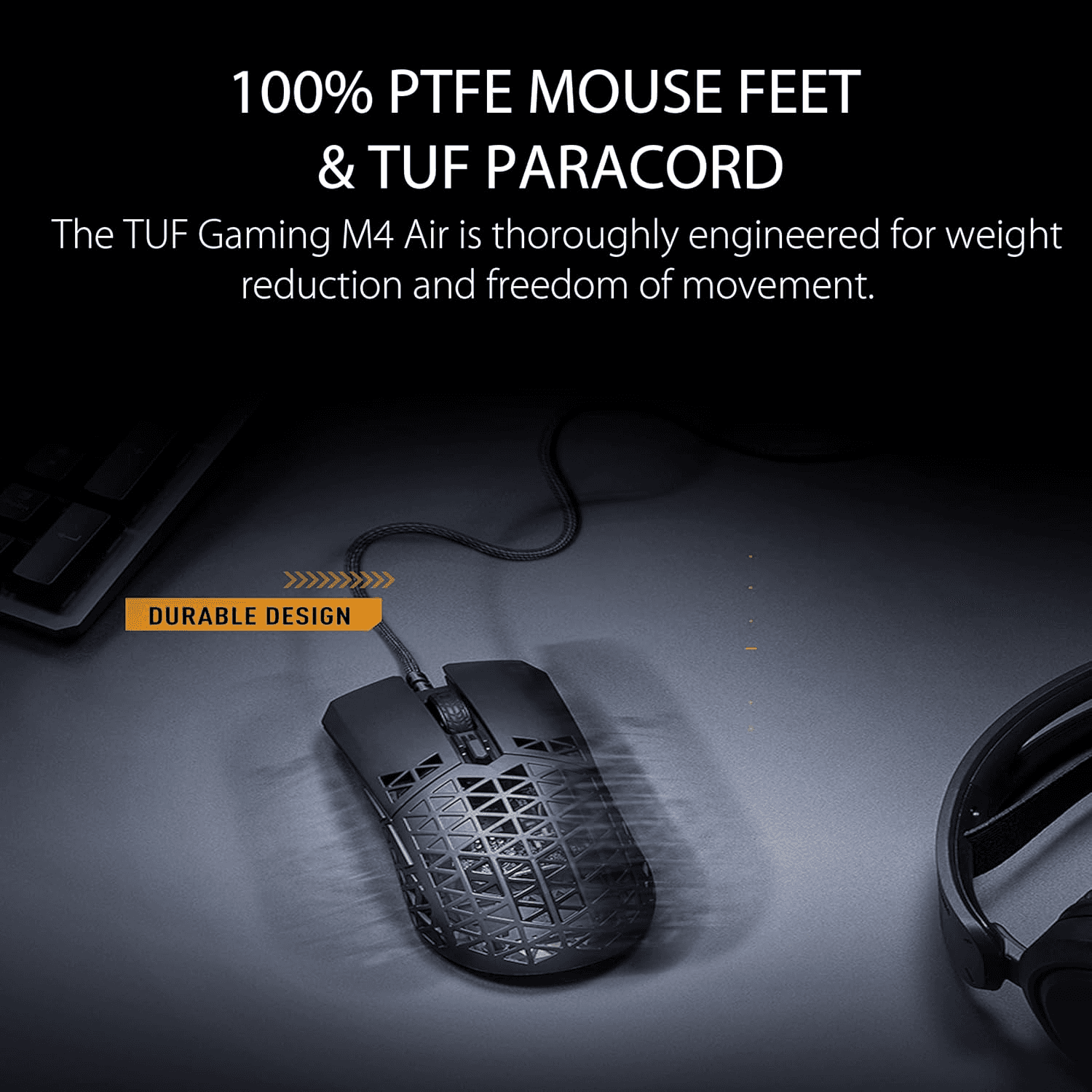 Asus ASUS TUF Gaming M4 Air Ultralight Wired Gaming Mouse, Air Shell Design, 16,000 DPI Sensor, IPX6 Water Resistance, 6 Programmable Buttons, Antibacterial Guard – Black | 90MP02K0-BMUA00 - thumbnail 4