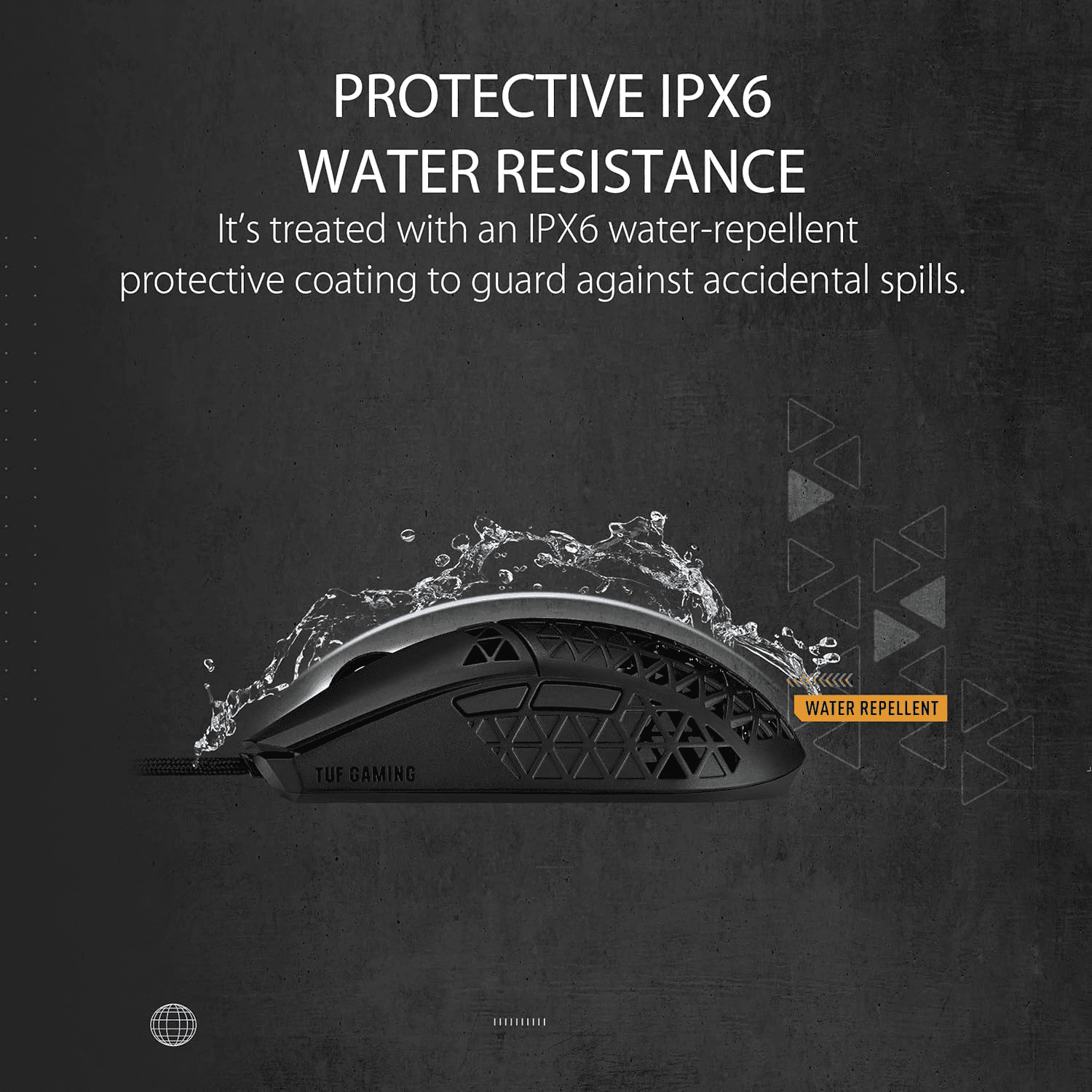 Asus ASUS TUF Gaming M4 Air Ultralight Wired Gaming Mouse, Air Shell Design, 16,000 DPI Sensor, IPX6 Water Resistance, 6 Programmable Buttons, Antibacterial Guard – Black | 90MP02K0-BMUA00 - thumbnail 6
