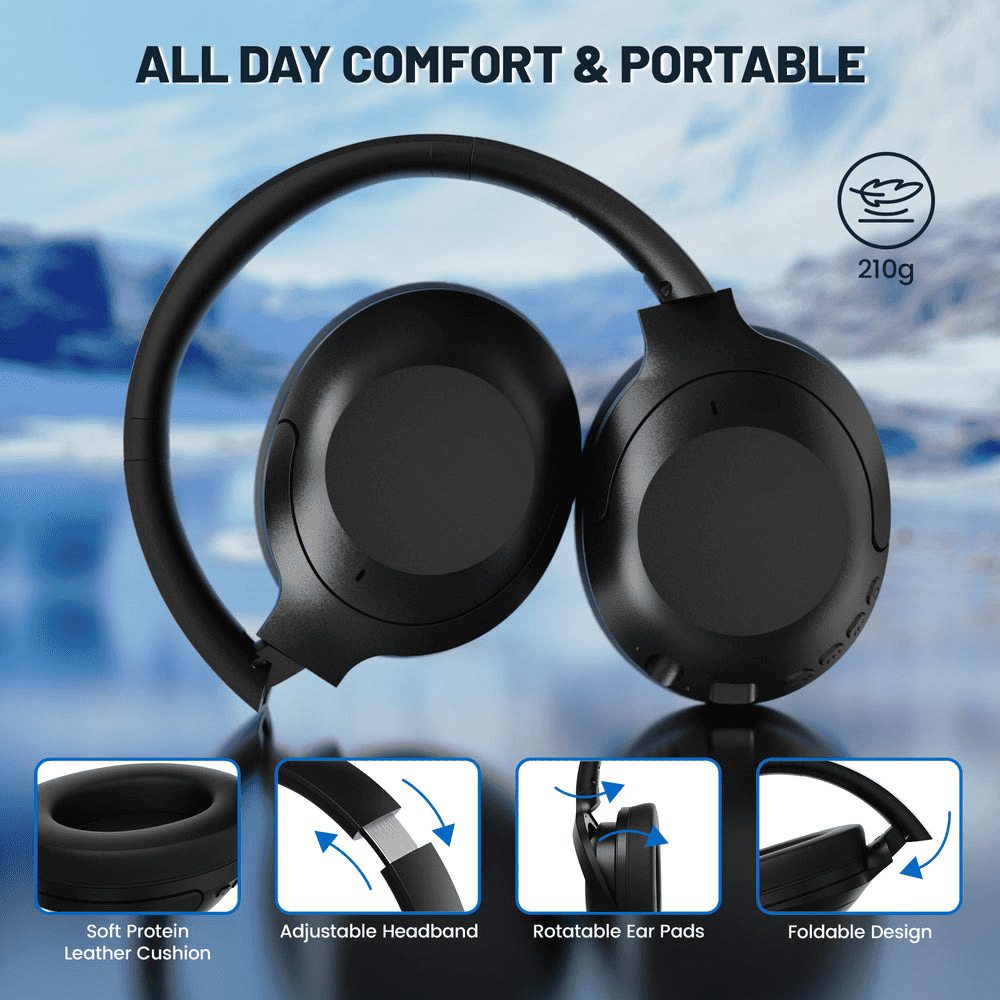 ATTACK SHARK ATTACK SHARK G300 ANC Wireless Headphones, Active Noise Cancelling, Foldable Ultra-Light Design, 40mm Neodymium Drivers, & Dual-Mode Connectivity, Black | G300 - thumbnail 3