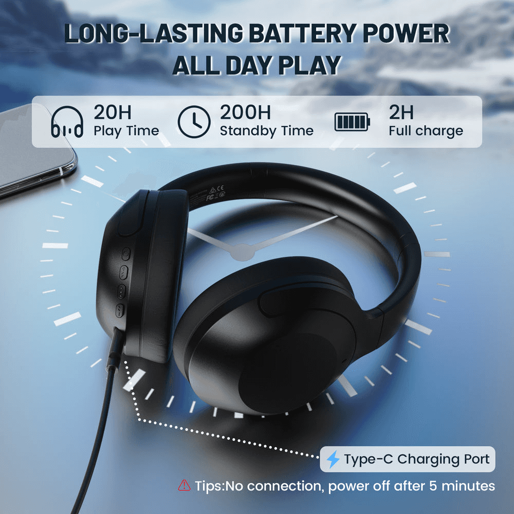 ATTACK SHARK ATTACK SHARK G300 ANC Wireless Headphones, Active Noise Cancelling, Foldable Ultra-Light Design, 40mm Neodymium Drivers, & Dual-Mode Connectivity, Black | G300 - thumbnail 5