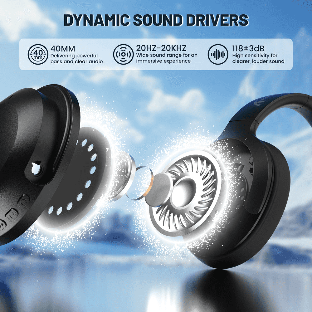 ATTACK SHARK ATTACK SHARK G300 ANC Wireless Headphones, Active Noise Cancelling, Foldable Ultra-Light Design, 40mm Neodymium Drivers, & Dual-Mode Connectivity, Black | G300 - thumbnail 6
