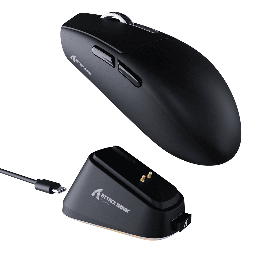 ATTACK SHARK ATTACK SHARK G3 Pro Wireless Gaming Mouse with Magnetic Charging Dock, 59g Ultra-Lightweight, PAW3311 25K DPI Sensor, Omron 100M Switches, & Tri-Mode, Black | G3 Pro - thumbnail 1