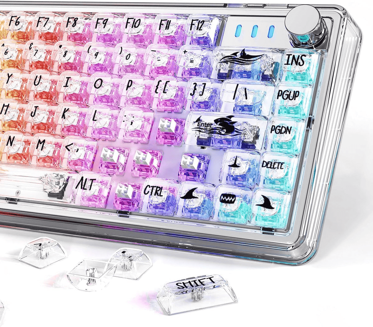ATTACK SHARK ATTACK SHARK K75 Transparent Mechanical Keyboard, Wired, TKL Gasket Mount, QMK/VIA Support, & Custom Coiled Cable, White | K75 - thumbnail 5