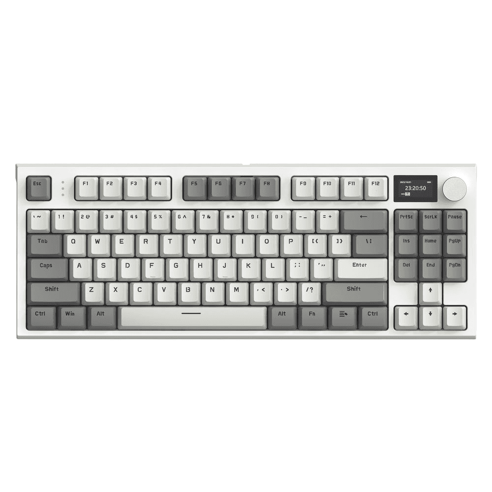 ATTACK SHARK K86 Wireless Mechanical Keyboard, 75% Gasket Mount, TFT Color Display & Knob, Blue Whale Linear Switches, Retro Grey | K86 thumbnail 1