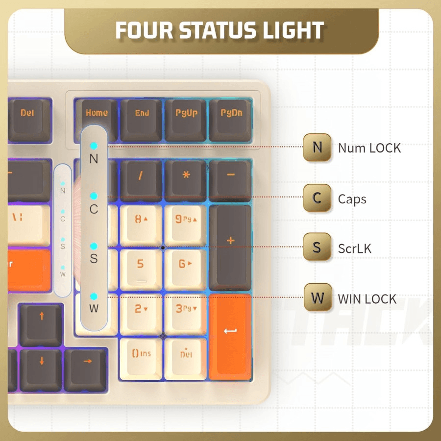 ATTACK SHARK ATTACK SHARK K98 Wireless Mechanical Gaming Keyboard, 100-Key Hot-Swap, Tri-Mode Connectivity, Coiled USB-C Cable, Diamante-Yellow-Gray Edition | K98 - thumbnail 4