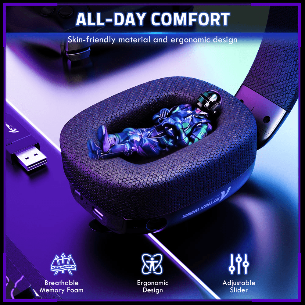 ATTACK SHARK ATTACK SHARK L80 PRO Wireless Gaming Headset, 20ms Ultra-Low Latency, 203g Featherweight Design, Dual Mics, & Tri-Mode Connectivity, Black | L80 Pro - thumbnail 6