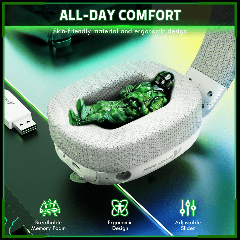 ATTACK SHARK ATTACK SHARK L80 PRO Wireless Gaming Headset, 20ms Ultra-Low Latency, 203g Featherweight Design, Dual Mics, & Tri-Mode Connectivity, White | L80 Pro - thumbnail 6