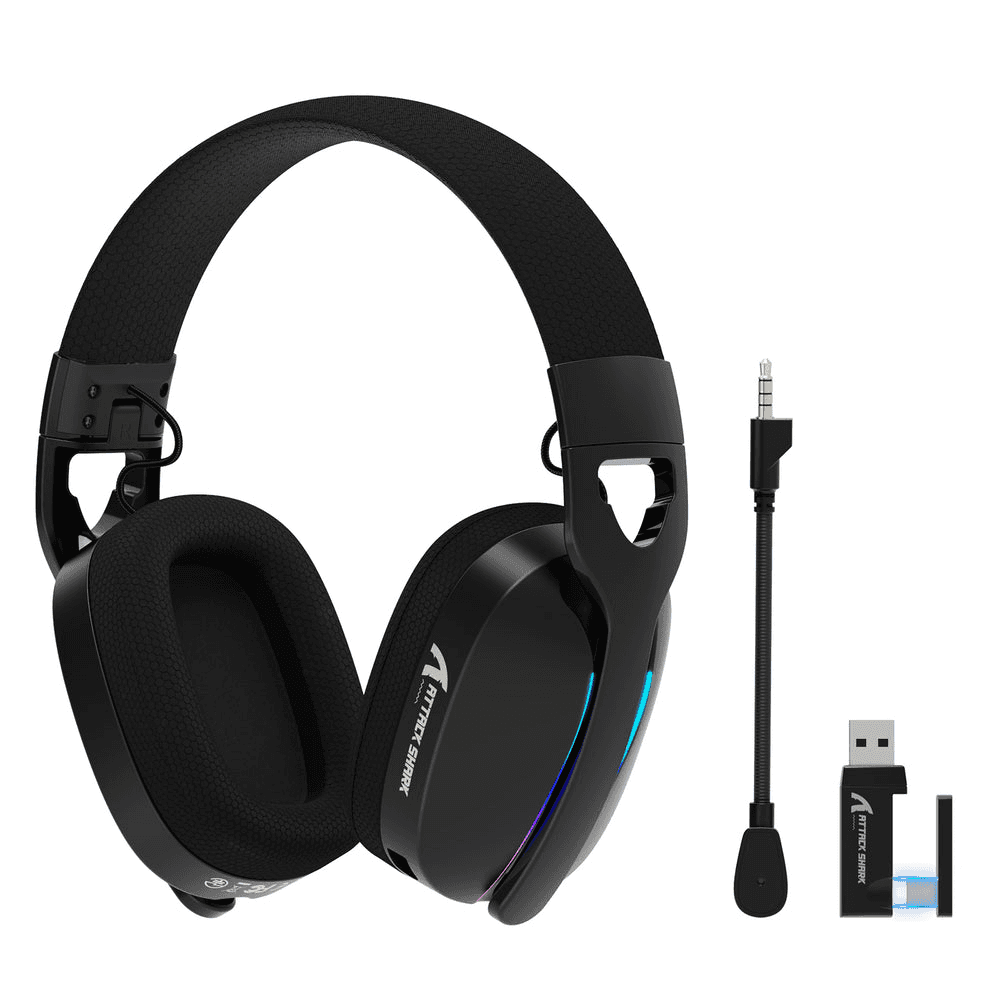 ATTACK SHARK ATTACK SHARK L90 Foldable Wireless Gaming Headset, Dynamic 7.1 Surround Sound, RGB Lighting, 800mAh Battery, & Tri-Mode Connectivity, Black | L90 Foldable - thumbnail 1