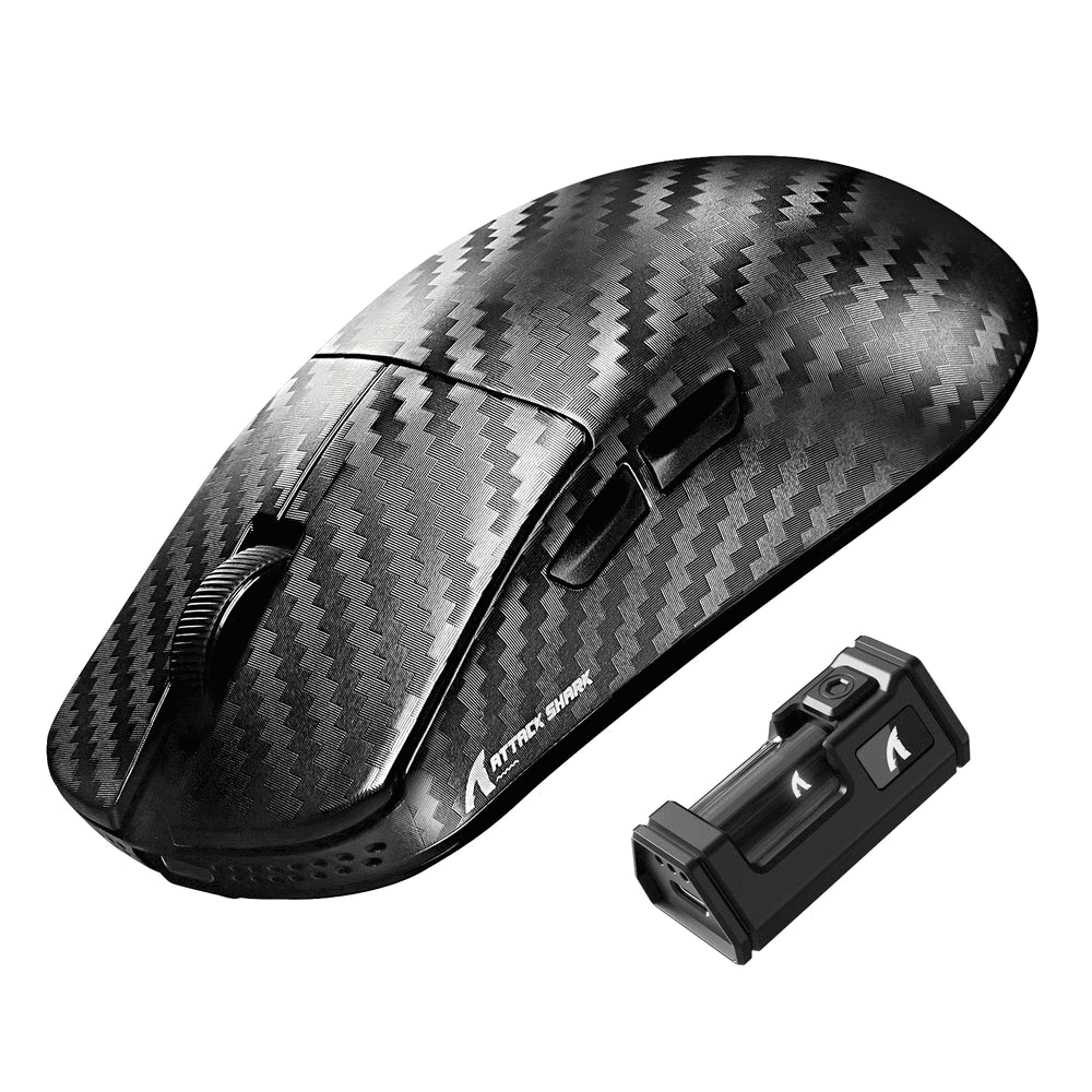 ATTACK SHARK ATTACK SHARK R11 Ultra Carbon Fiber Wireless Gaming Mouse, 49g Superlight, 8K Polling Rate, PAW3950MAX Sensor, & Nano-Metal Ice Coating, Black | R11 - thumbnail 1