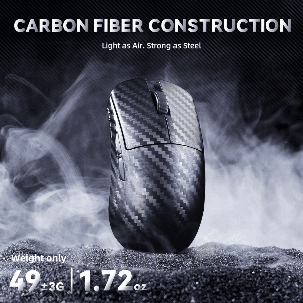 ATTACK SHARK ATTACK SHARK R11 Ultra Carbon Fiber Wireless Gaming Mouse, 49g Superlight, 8K Polling Rate, PAW3950MAX Sensor, & Nano-Metal Ice Coating, Black | R11 - thumbnail 2