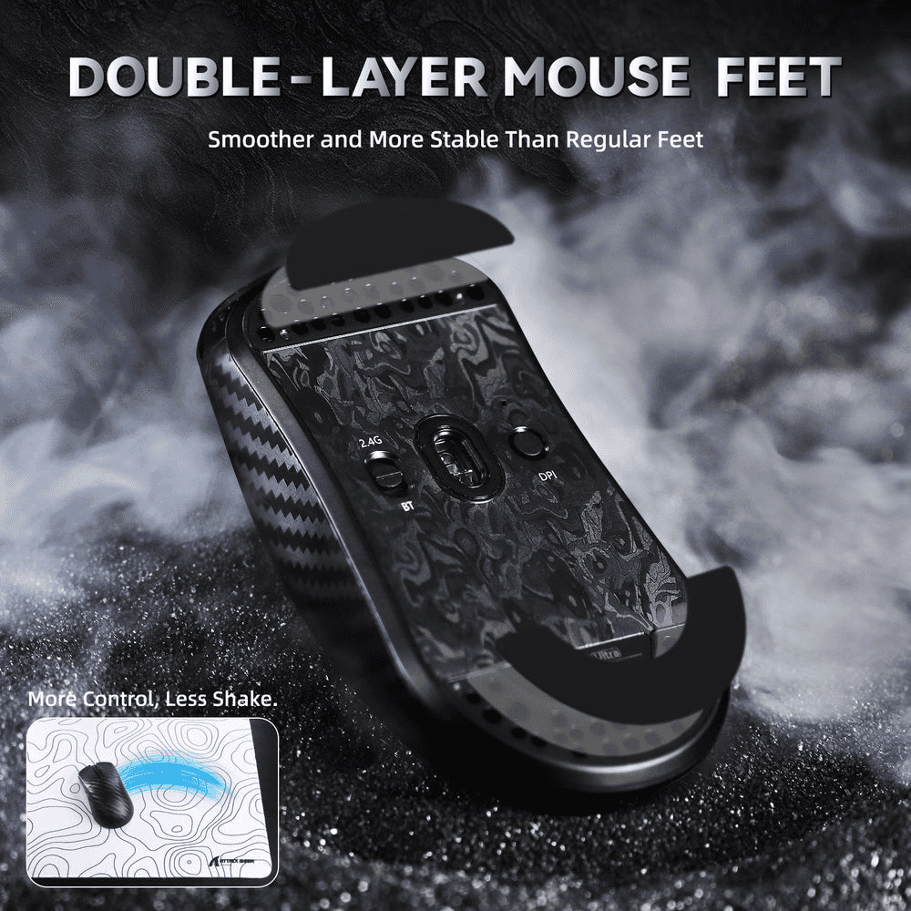 ATTACK SHARK ATTACK SHARK R11 Ultra Carbon Fiber Wireless Gaming Mouse, 49g Superlight, 8K Polling Rate, PAW3950MAX Sensor, & Nano-Metal Ice Coating, Black | R11 - thumbnail 4