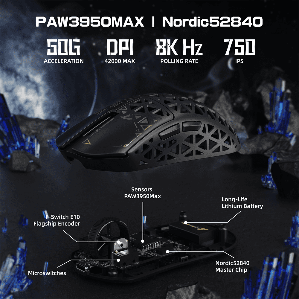 ATTACK SHARK ATTACK SHARK R5 Ultra Carbon Fiber Wireless Gaming Mouse, 39g World-Class Superlight, 8K Polling, 42,000 DPI PAW3950MAX Sensor, Black | R5 Ultra - thumbnail 2