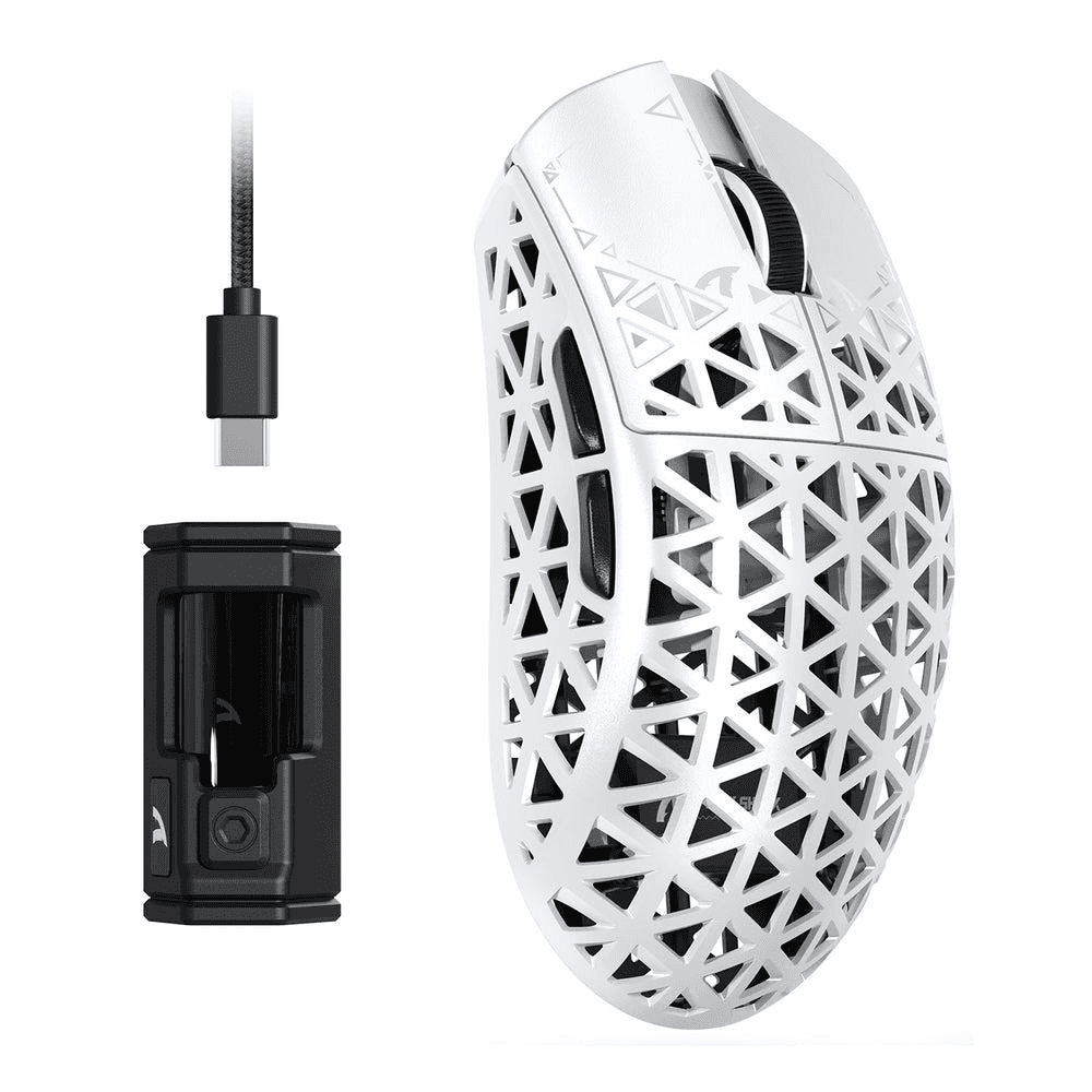ATTACK SHARK ATTACK SHARK R5 Ultra Carbon Fiber Wireless Gaming Mouse, 39g World-Class Superlight, 8K Polling, 42,000 DPI PAW3950MAX Sensor, Black | R5 Ultra - Color: WHITE