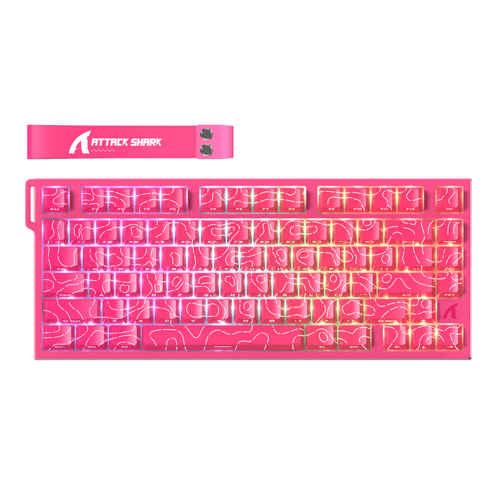 ATTACK SHARK ATTACK SHARK R82 HE Magnetic Switch Gaming Keyboard, 75% Wired, 8KHz Polling, 0.005mm Rapid Trigger Accuracy, & Snap Tap Support, Black | R82 HE - Color: Pink Contours