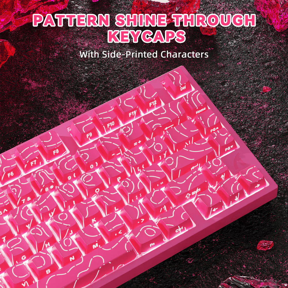 ATTACK SHARK ATTACK SHARK R82 HE Magnetic Switch Gaming Keyboard, 75% Wired, 8KHz Polling, 0.005mm Rapid Trigger Accuracy, & Snap Tap Support, Pink Contours | R82 HE - thumbnail 2