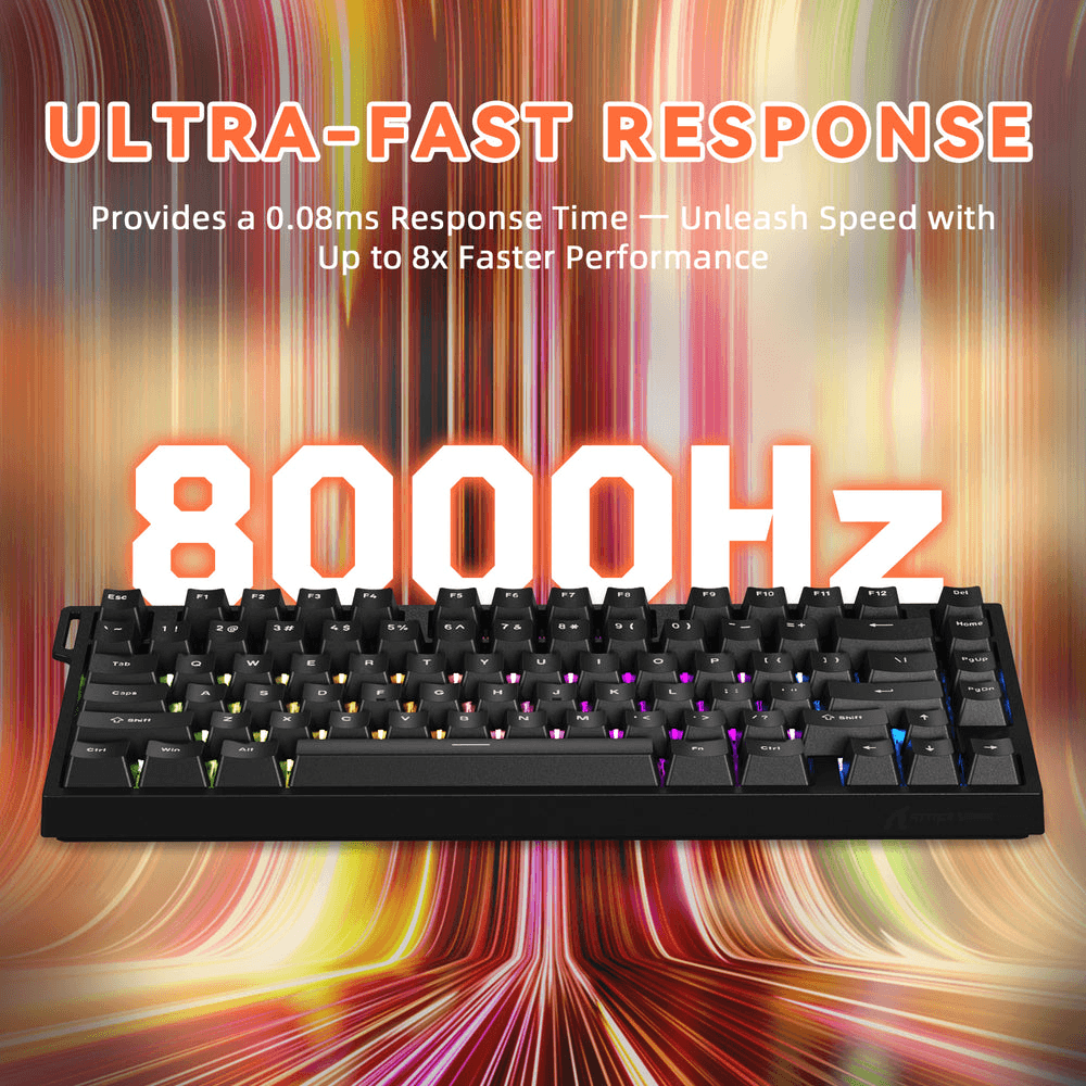 ATTACK SHARK ATTACK SHARK R82 HE Magnetic Switch Gaming Keyboard, 75% Wired, 8KHz Polling, 0.005mm Rapid Trigger Accuracy, & Snap Tap Support, Black | R82 HE - thumbnail 3