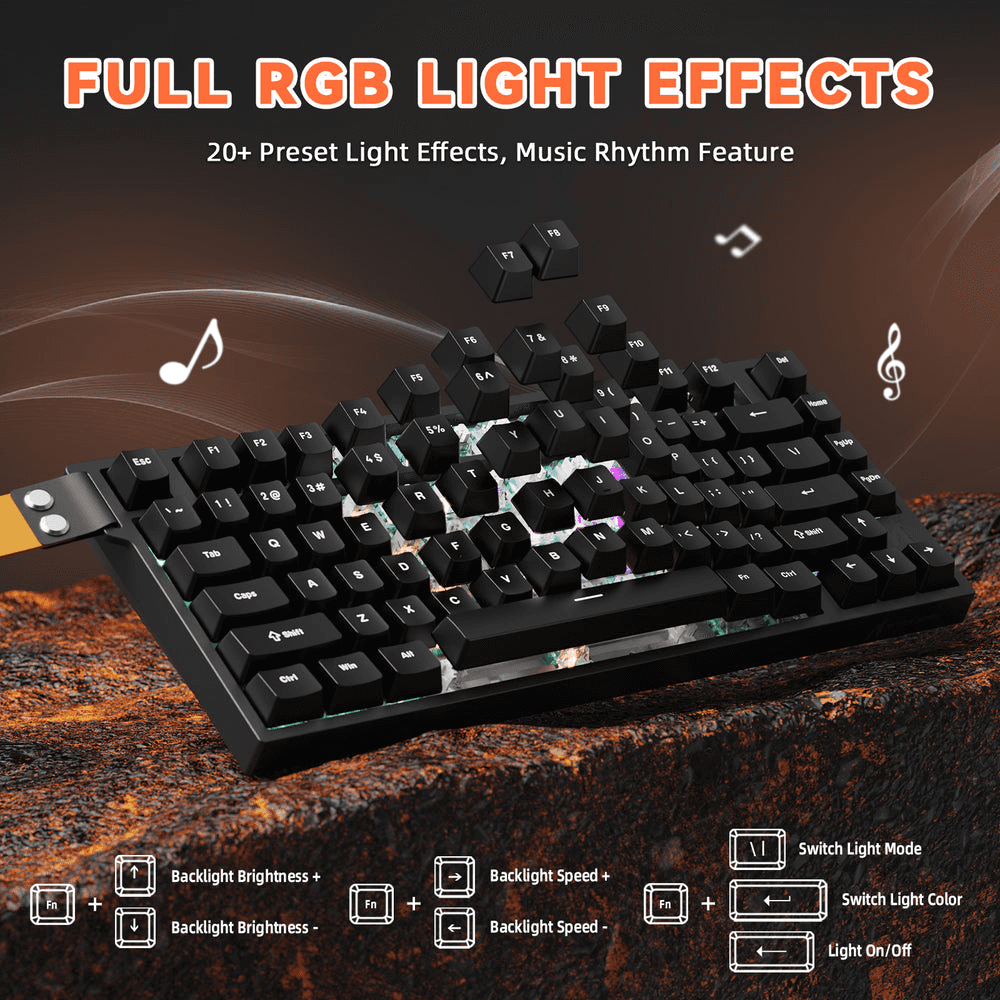 ATTACK SHARK ATTACK SHARK R82 HE Magnetic Switch Gaming Keyboard, 75% Wired, 8KHz Polling, 0.005mm Rapid Trigger Accuracy, & Snap Tap Support, Black | R82 HE - thumbnail 4