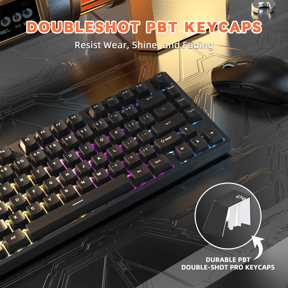 ATTACK SHARK ATTACK SHARK R82 HE Magnetic Switch Gaming Keyboard, 75% Wired, 8KHz Polling, 0.005mm Rapid Trigger Accuracy, & Snap Tap Support, Black | R82 HE - thumbnail 6