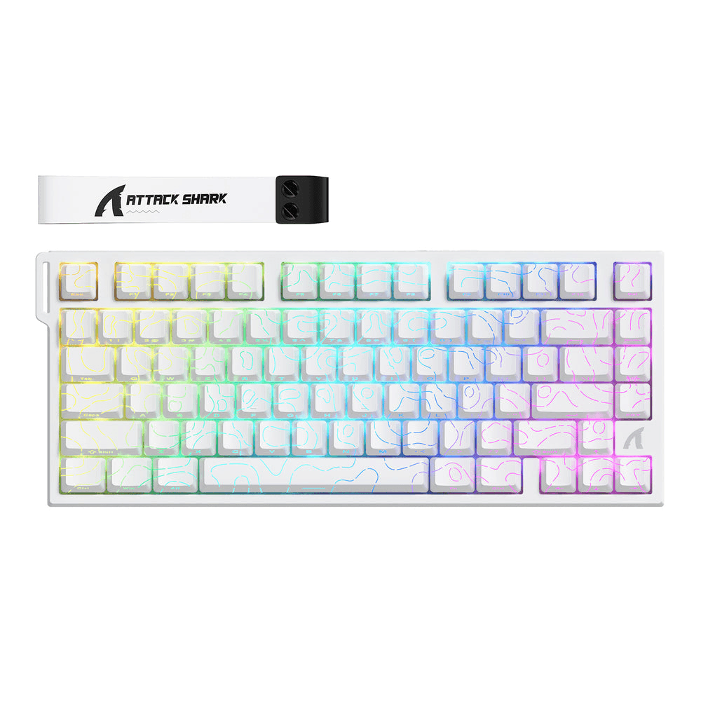 ATTACK SHARK ATTACK SHARK R82 HE Magnetic Switch Gaming Keyboard, 75% Wired, 8KHz Polling, 0.005mm Rapid Trigger Accuracy, & Snap Tap Support, Black | R82 HE - Color: White Contours