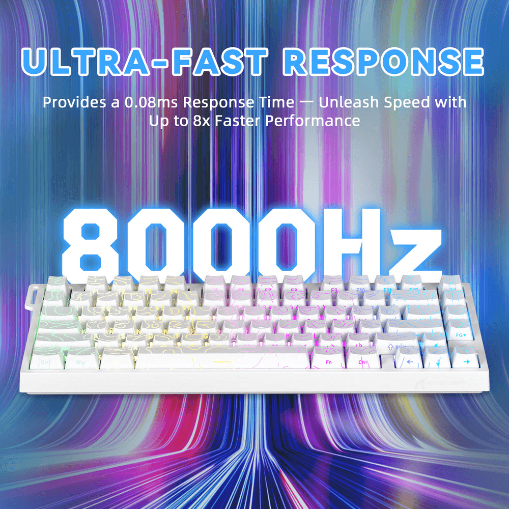 ATTACK SHARK ATTACK SHARK R82 HE Magnetic Switch Gaming Keyboard, 75% Wired, 8KHz Polling, 0.005mm Rapid Trigger Accuracy, & Snap Tap Support, White Contours | R82 HE - thumbnail 5