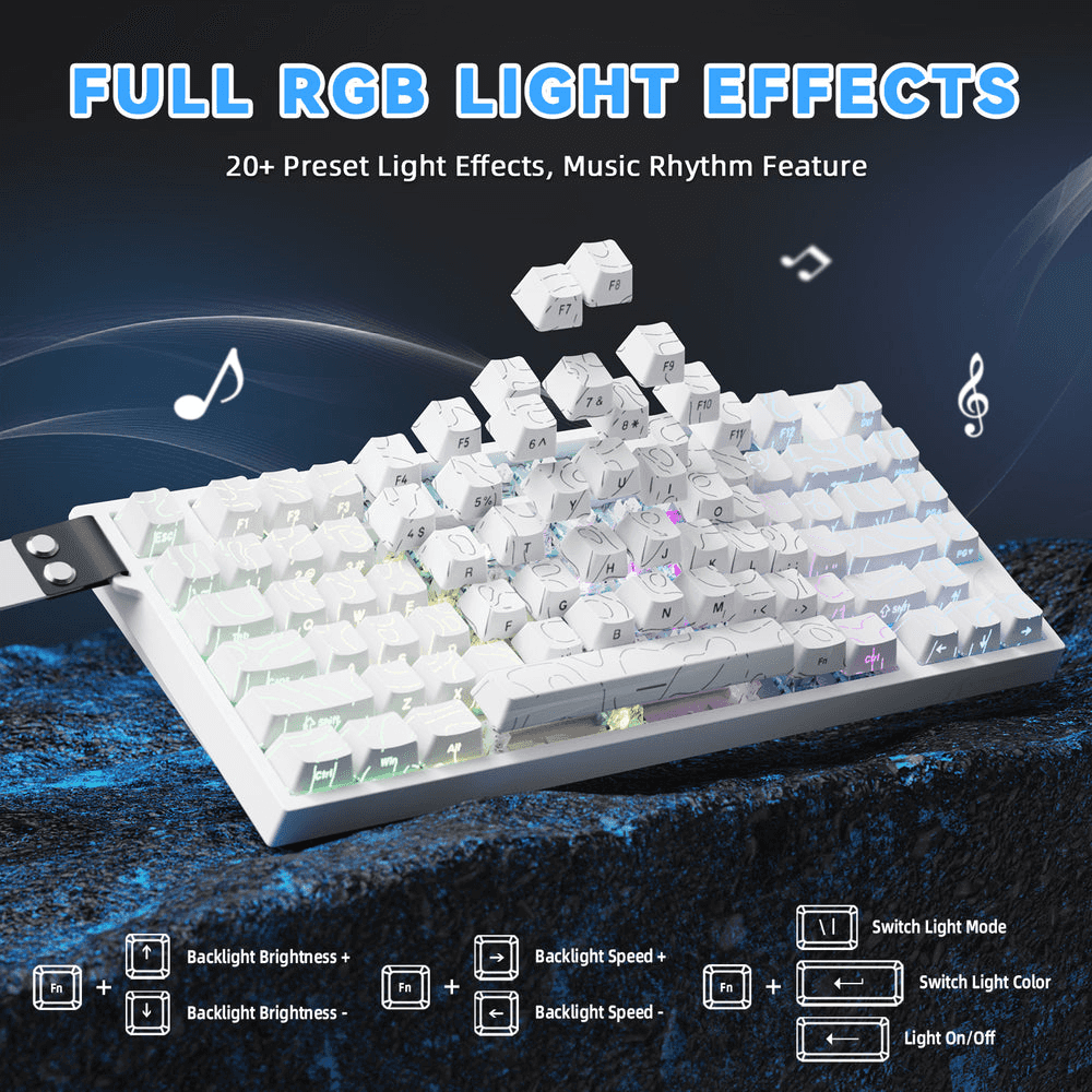 ATTACK SHARK ATTACK SHARK R82 HE Magnetic Switch Gaming Keyboard, 75% Wired, 8KHz Polling, 0.005mm Rapid Trigger Accuracy, & Snap Tap Support, White Contours | R82 HE - thumbnail 4