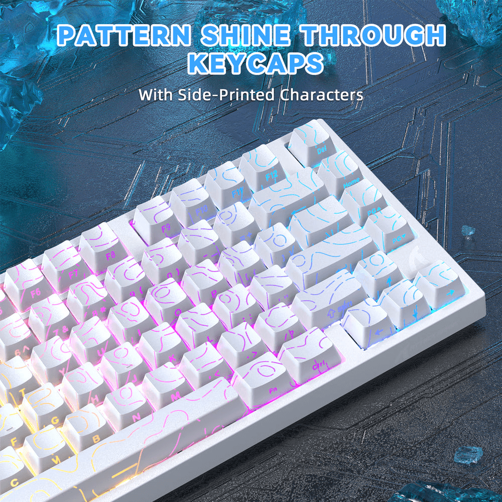 ATTACK SHARK ATTACK SHARK R82 HE Magnetic Switch Gaming Keyboard, 75% Wired, 8KHz Polling, 0.005mm Rapid Trigger Accuracy, & Snap Tap Support, White Contours | R82 HE - thumbnail 2