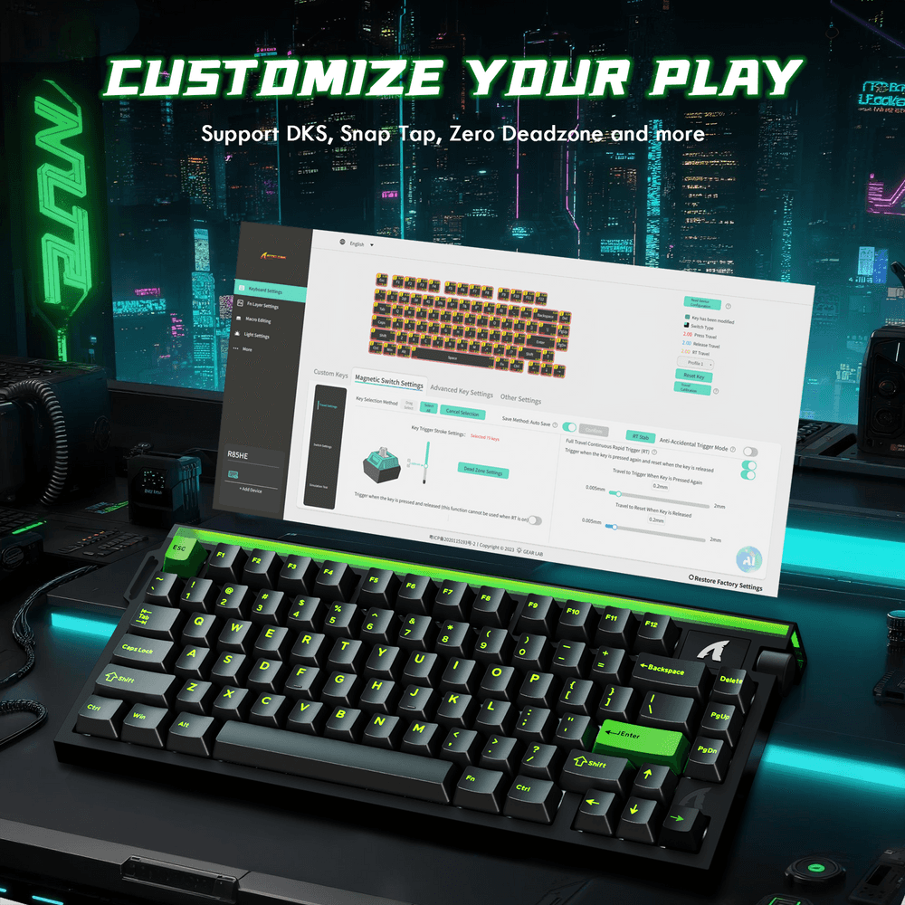 ATTACK SHARK ATTACK SHARK R85 HE Magnetic Switch Gaming Keyboard, 75% Wired, 8KHz Polling, 0.005mm Rapid Trigger Accuracy, & Custom RGB Lightbox, Black | R85 HE - thumbnail 3