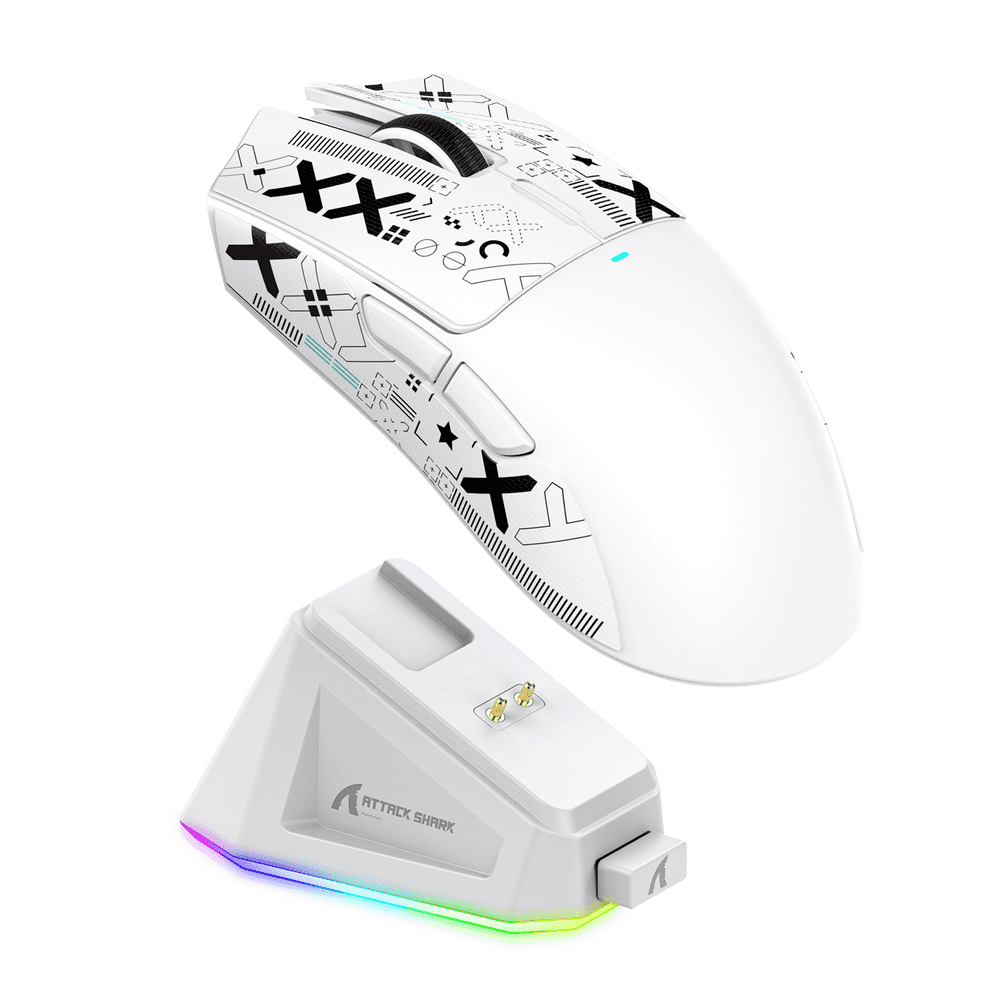 ATTACK SHARK ATTACK SHARK X11 Wireless Gaming Mouse with Charging Dock, 63g Ultra-Lightweight, PixArt PAW3311 Sensor, & Tri-Mode Connectivity, White | X11 - thumbnail 1