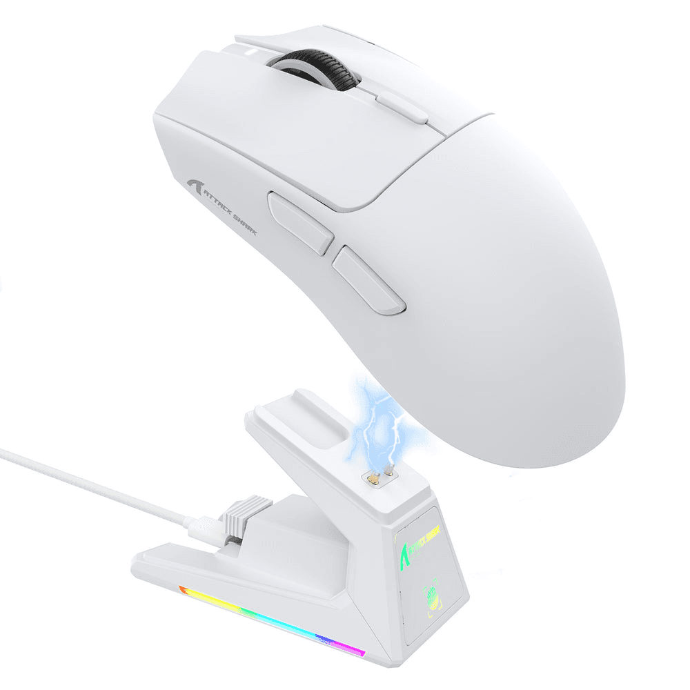 ATTACK SHARK ATTACK SHARK X1 Wireless Gaming Mouse with Touchpad RGB Charging Dock, 53g Ultra-Light, 40K DPI PAW3395PRO Sensor, & 100M Omron Switches, White | X1 - thumbnail 1