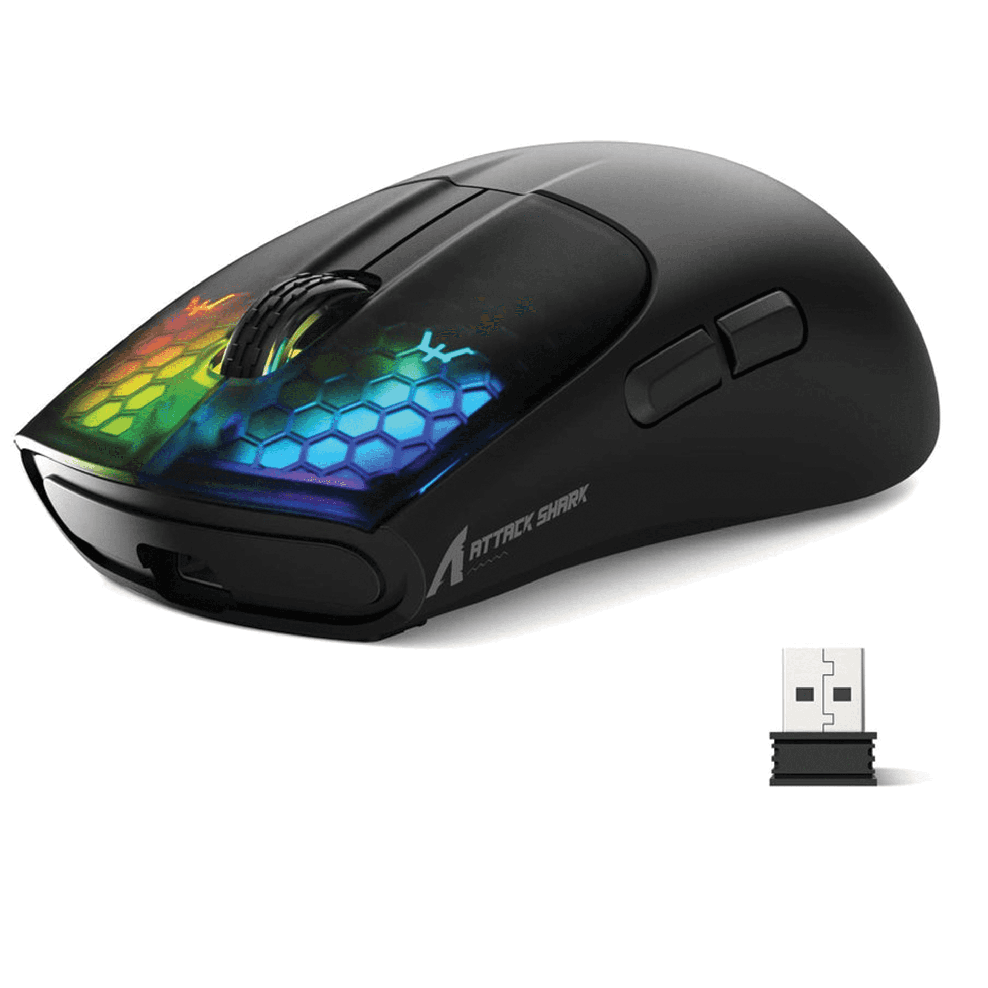 ATTACK SHARK ATTACK SHARK X5 Wireless White RGB Weightless Gaming Mouse,49g Featherweight Design, Tri-Mode (BT/2.4G/Wired), RGB, White | X5 - Color: BLACK
