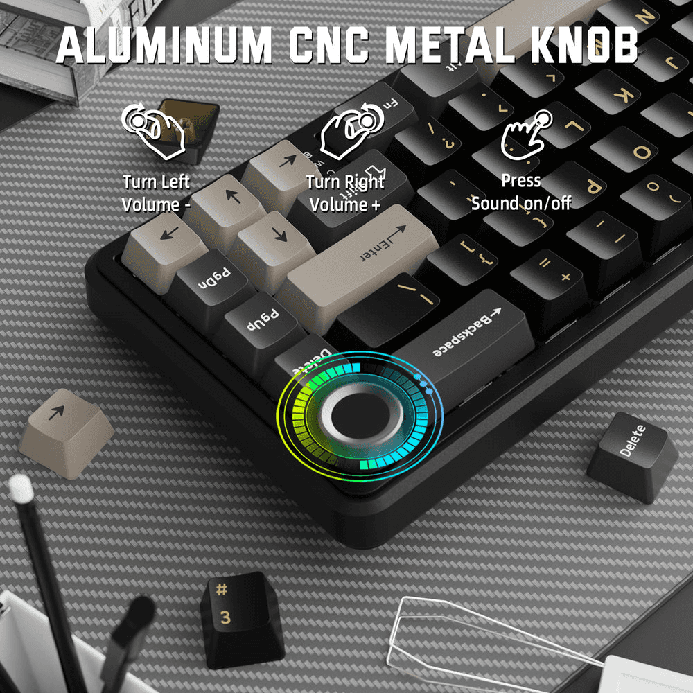 ATTACK SHARK ATTACK SHARK X66 Wireless Gasket Mechanical Keyboard, 60% Layout, Side-Printed PBT Keycaps, Pre-Lubed Strawberry Switches, & 5-Layer Sound Dampening, Starry Black | X66 - thumbnail 4