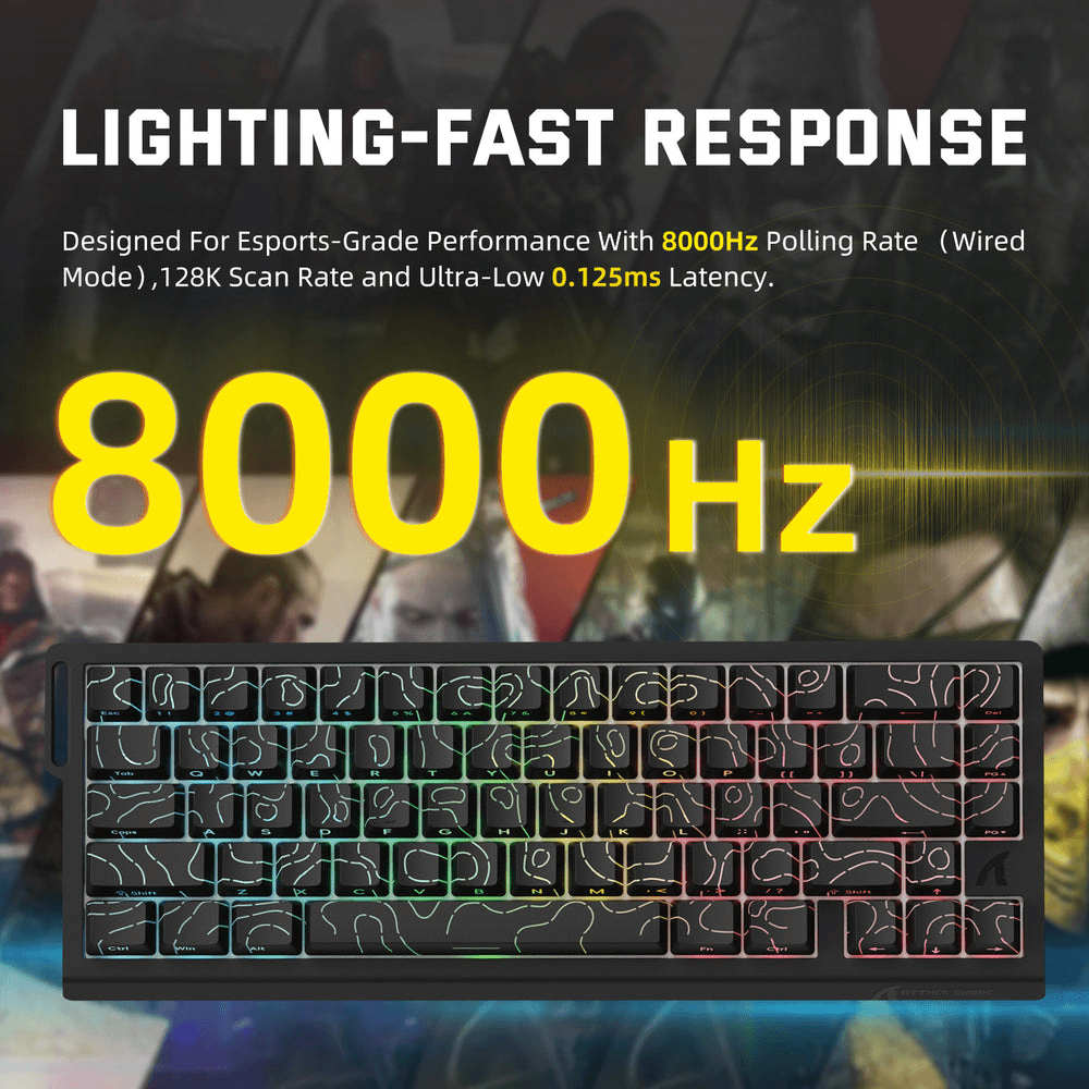 ATTACK SHARK ATTACK SHARK X68 PRO HE Wireless Magnetic Gaming Keyboard, 60% Ultra-Compact Tri-Mode, 8KHz Polling, & 0.01mm Rapid Trigger, Black Contour Line | X68 PRO HE - thumbnail 4