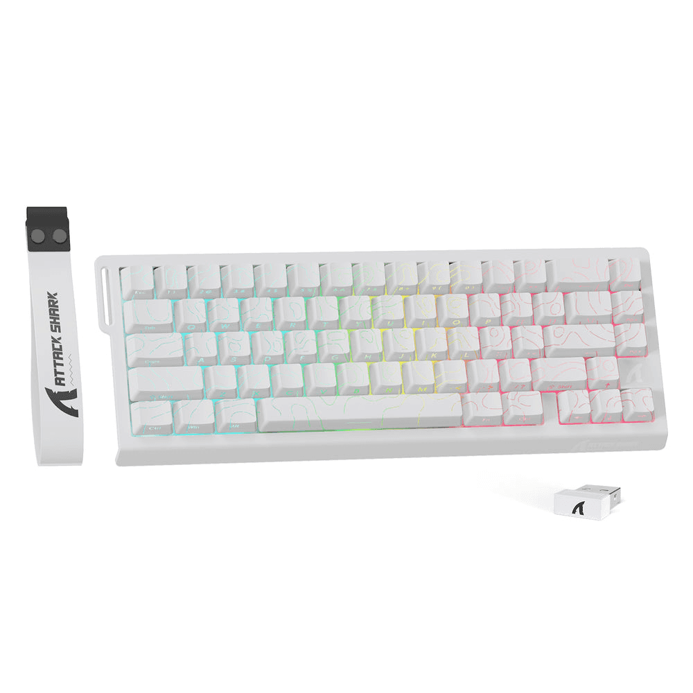 ATTACK SHARK ATTACK SHARK X68 PRO HE Wireless Magnetic Gaming Keyboard, 60% Ultra-Compact Tri-Mode, 8KHz Polling, & 0.01mm Rapid Trigger, White Contour Line | X68 PRO HE - thumbnail 1