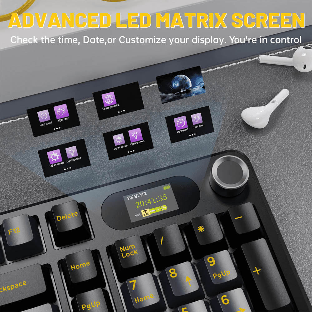 ATTACK SHARK ATTACK SHARK X98 PRO Wireless Gaming Keyboard, 99-Key Gasket Mount, Tri-Mode LED Color Display, & 5-Layer Muffler Tech, Star Black | X98 PRO - thumbnail 6