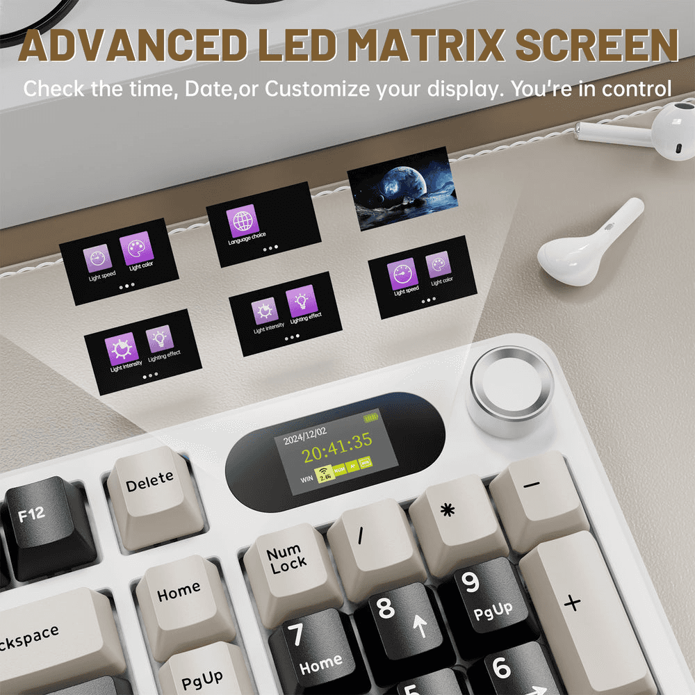ATTACK SHARK ATTACK SHARK X98 PRO Wireless Gaming Keyboard, 99-Key Gasket Mount, Tri-Mode LED Color Display, & 5-Layer Muffler Tech, Cheese White | X98 PRO - thumbnail 5