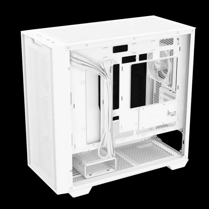 Asus ASUS A21 PLUS microATX White Computer Case, 4x pre-installed ARGB fan, Supports Hidden-connector MoBo, 360mm radiators & 380mm Graphics cards | 90DC00H3-B19000 - thumbnail 4