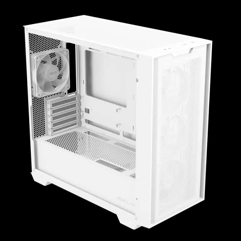 Asus ASUS A21 PLUS microATX White Computer Case, 4x pre-installed ARGB fan, Supports Hidden-connector MoBo, 360mm radiators & 380mm Graphics cards | 90DC00H3-B19000 - thumbnail 5