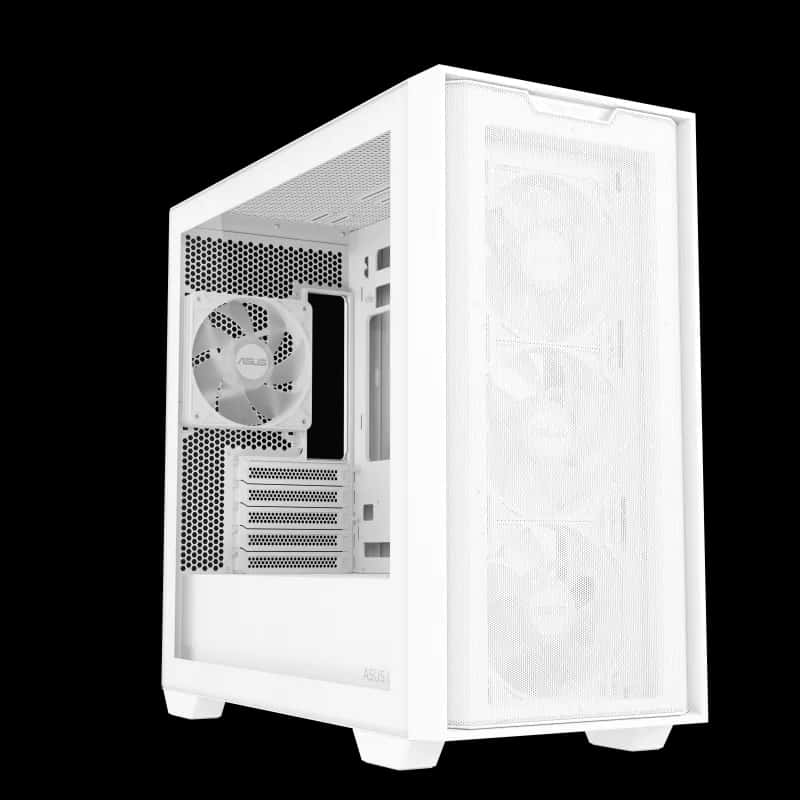ASUS A21 PLUS microATX White Computer Case, 4x pre-installed ARGB fan, Supports Hidden-connector MoBo, 360mm radiators & 380mm Graphics cards | 90DC00H3-B19000 thumbnail 2