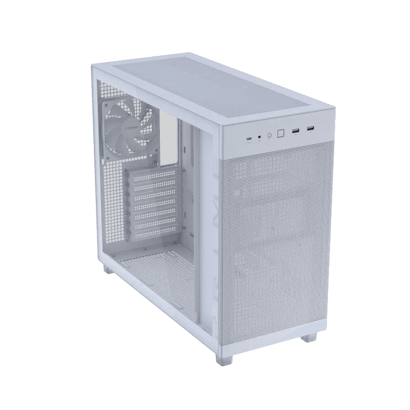 Asus ASUS Prime AP303 - Tempered Glass Panel Compact 44-liter ATX White Gaming Case, Graphics cards up to 360mm, 360mm radiators, ATX PSUs, Front Panel USB Type-C Support | 90DC00V0-B39010 - thumbnail 5