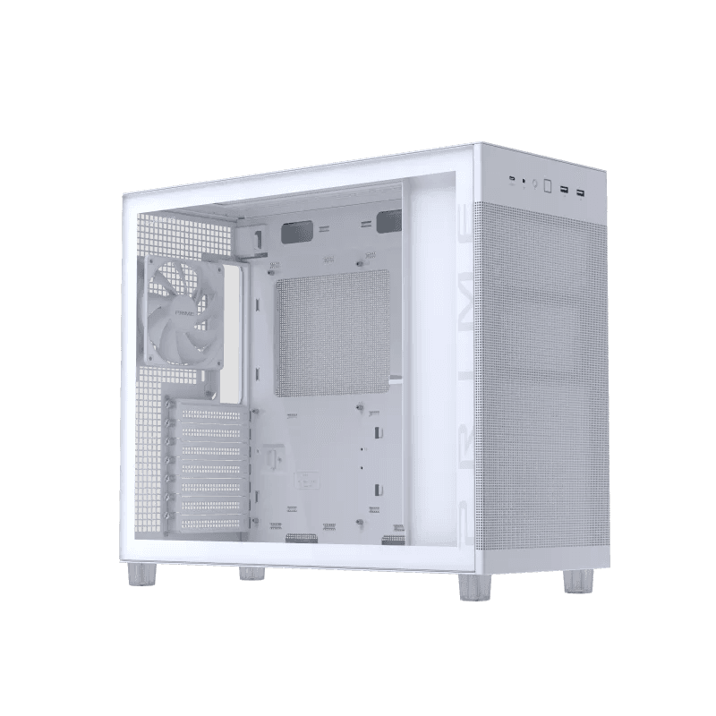 ASUS Prime AP303 - Tempered Glass Panel Compact 44-liter ATX White Gaming Case, Graphics cards up to 360mm, 360mm radiators, ATX PSUs, Front Panel USB Type-C Support | 90DC00V0-B39010 thumbnail 2