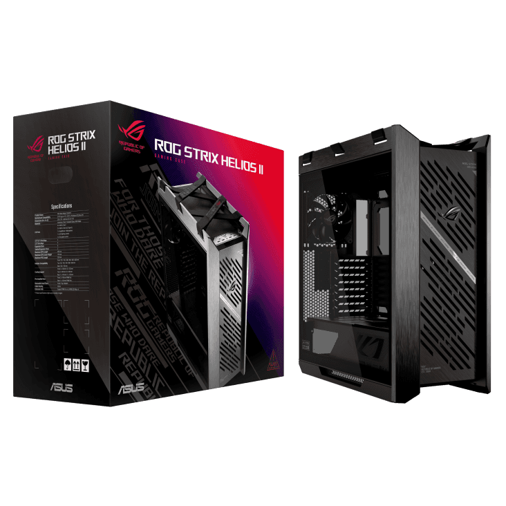 ASUS ROG Strix Helios II EATX Black mid-tower Gaming Case, with Dual Tempered Glass Side Panels, Pre-installed 4x 140mm Fans, Aluminum Frame, Supports up to 450mm GPU, upto 420mm Radiator, Advanced I/O panel | 90DC00W3-B39000 thumbnail 11