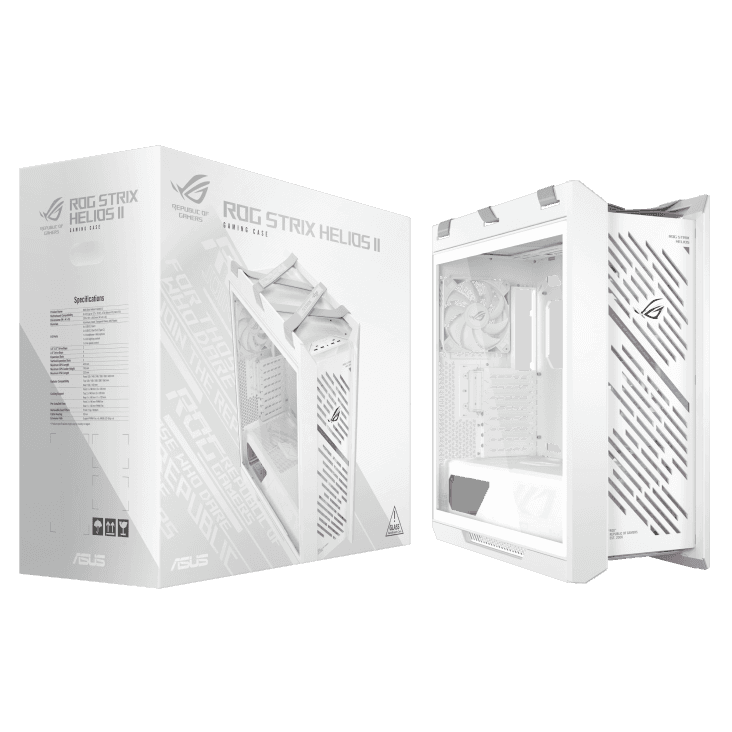 ASUS ROG Strix Helios II EATX White mid-tower Gaming Case, with Dual Tempered Glass Side Panels, Pre-installed 4x 140mm Fans, Aluminum Frame, Supports up to 450mm GPU, upto 420mm Radiator, Advanced I/O panel | 90DC00W3-B39000 thumbnail 12