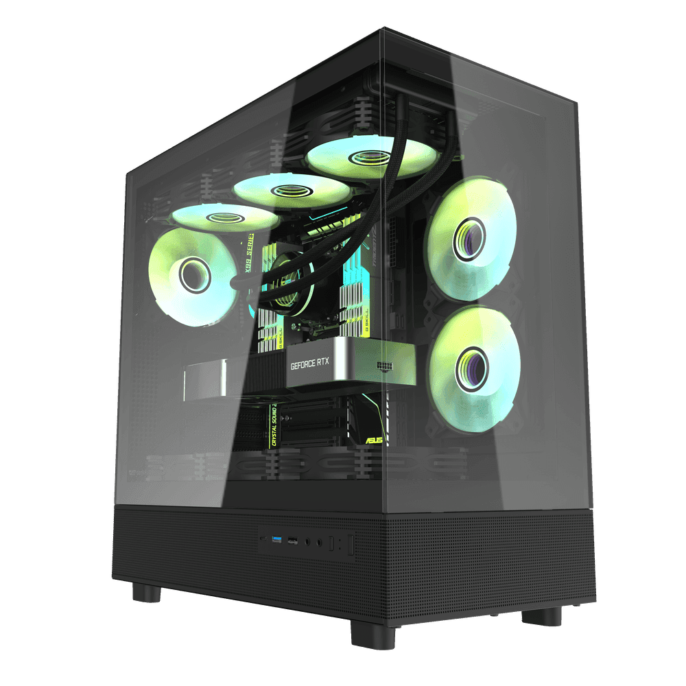 Darkflash DPX90 ATX/M-ATX/M-ITX Gaming Pc case With 3 ARGB Fans, 270 Panoramic Pillarless Design, Tempered Glass Panels, Supports 360mm Radiators, USB Type-C thumbnail 1